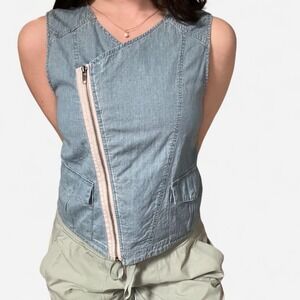 Sanctuary Blue Denim Zip up Vest